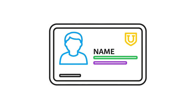 Identification Card Template with Placeholder Name.