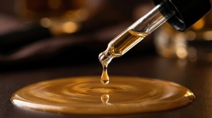 Obraz premium Close-Up of Dropper with Liquid on Smooth Surface in Soft Light