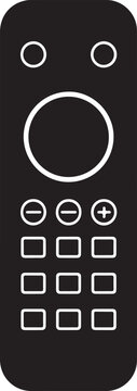 Black remote control with various function buttons and numeric keypad