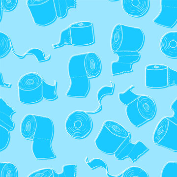 Vector Seamless Pattern of Toilet Paper Rolls
