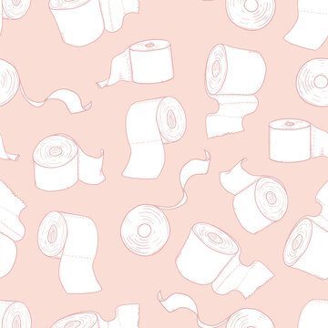 Vector Seamless Pattern of Toilet Paper Rolls