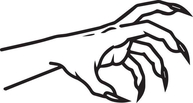 Black outlined icon of creepy hand