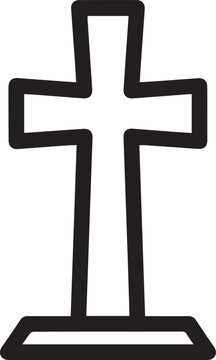Black outlined icon of a cross