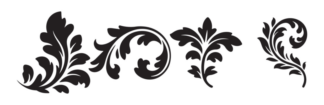 Baroque scroll ornaments pack featuring acanthus leaf designs for vintage border decoration