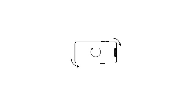 Smartphone outline with rotating arrows icon. Mobile smartphone outline for device orientation. Digital smartphone outline animation for user interface instructions.