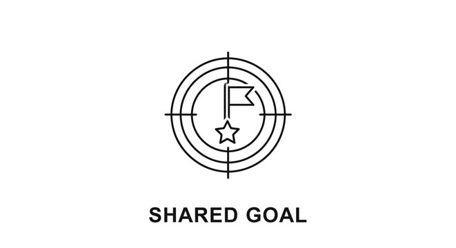 Business shared goal target icon for strategic planning and success
