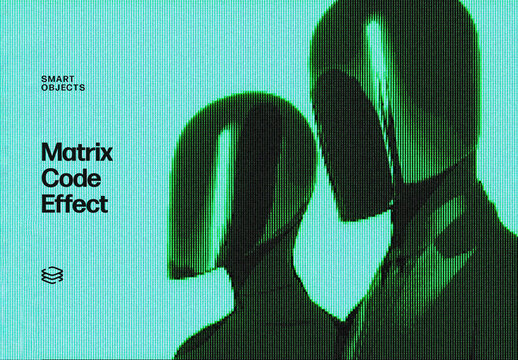 Matrix Code Photo Effect &ndash; Retro Console for Album Cover & Social Media (PSD)