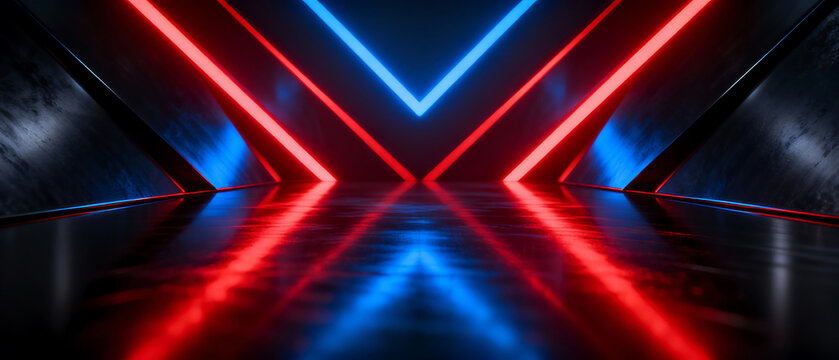 Abstract neon light corridor