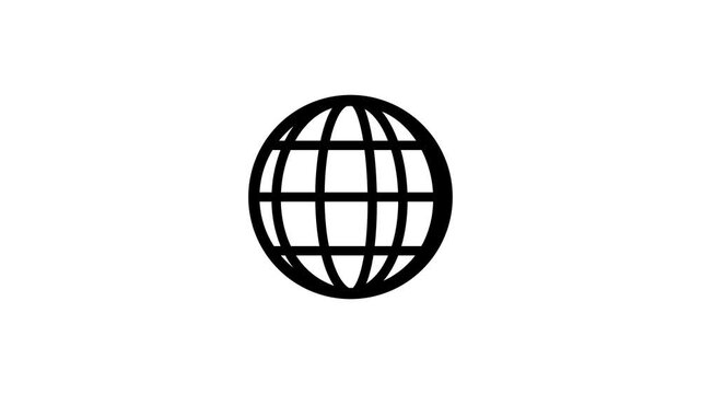 Black globe icon on white background. Minimalist globe icon for international business. Simple globe icon graphic for global network and connectivity illustrations.