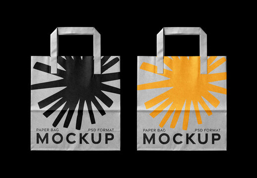 Craft Paper Bags Mockup &ndash; Top View Packaging Branding Presentation (PSD)