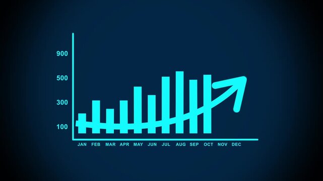 Glowing Business graph with percentage, shopping discount and tax adjustment concept, interest rate changes to fight inflation, investment return, and retail sales growth strategy.4k motion video