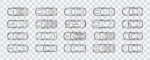 Car Lineup Vehicle Top View Sketches