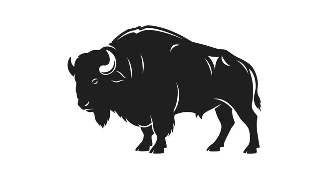 Minimalist Black Bison Silhouette Icon