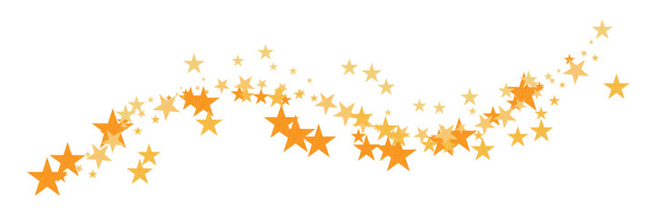 Golden star dust trail glitter wave border. Shining gold stars scatter minimal decorative wavy line border design for celebration, Christmas, new year, luxury party events © Vector Elements