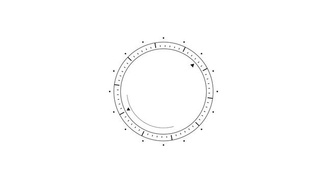 Minimalist circular gauge dial on white. Minimalist circular gauge for measurement. Minimalist circular gauge icon for dashboard and data visualization projects.