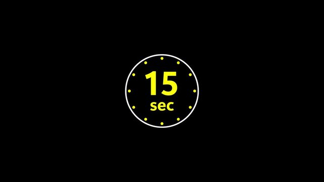 Countdown timer with yellow dots on black. Countdown timer showing seventeen seconds. Digital countdown timer for gaming and competitive sports time tracking.