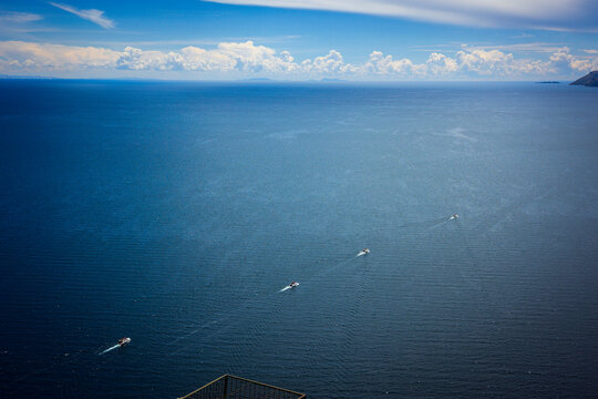 Lake Titicaca with tourist boats going to the Island of the Sun in Copacabana, Bolivia