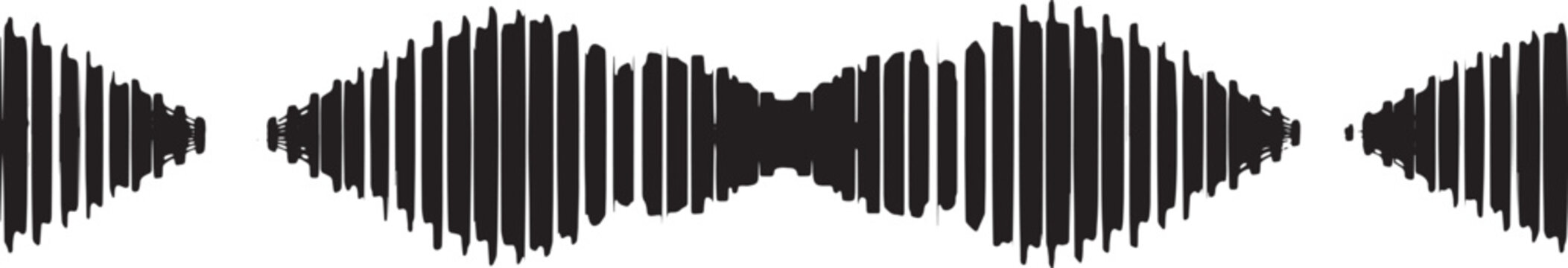 Waveform visualization of a sound clip showcasing varying amplitude and frequency patterns Vector, illustration