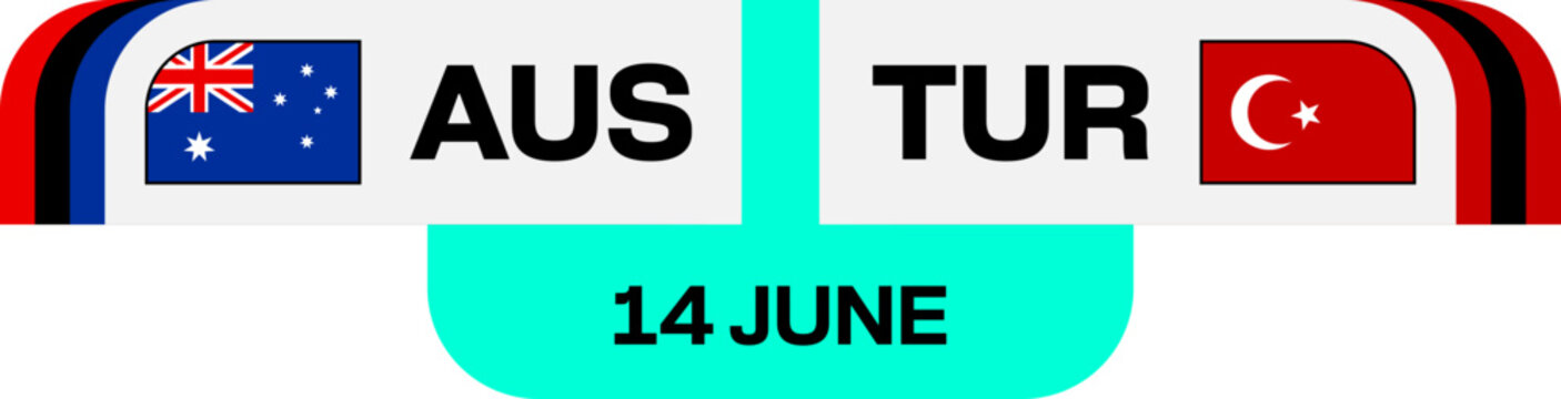 Football 2026 Tournament Match Fixture Display Graphic for Australia vs Turkey Qualification Announcement.