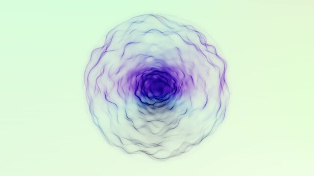Abstract soft gradient energy sphere with purple core and smooth transparent waves forming minimal futuristic digital orb light diffusion clean background seamless loop 4K