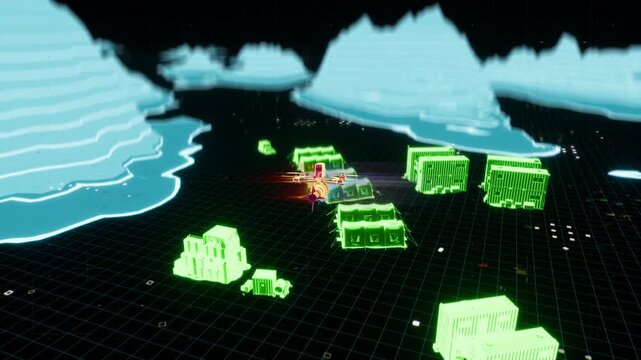 FPV drone carrying payload searching for target within enemy infrastructure