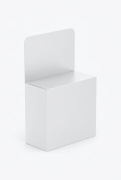 White Cardboard Box with Vertical Header Tab Mockup Isolated