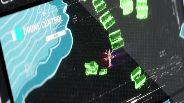Military drone searching for target within hostile territory, modern warfare