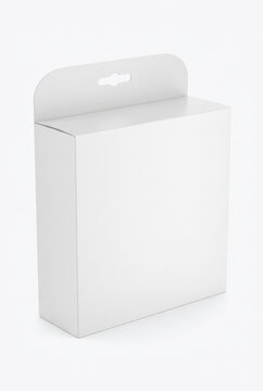 Rectangular White Box with Hang Tab Packaging Mockup