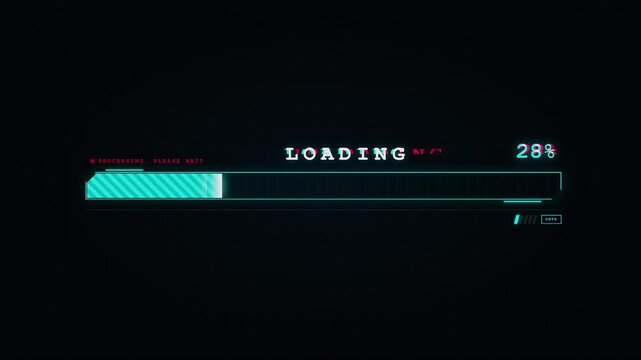 Retro-style loading bar animation Isolated on a black background