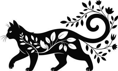Fototapeta premium Floral Cat , Cat eps Files for Silhouette