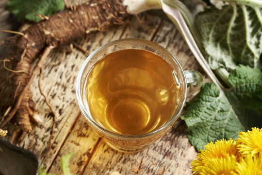 Herbal tea made of fresh burdock root