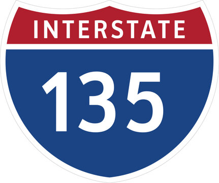 I-135, Interstate 135 Highway System Design Sign Clipart Icon Transparent Background