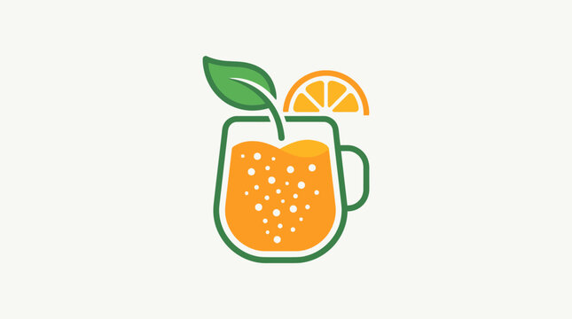 Fresh orange juice glass icon illustration.