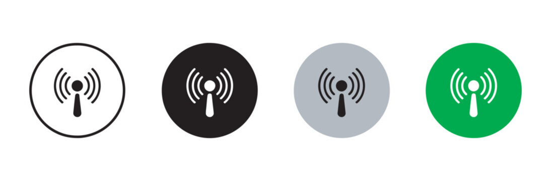 Hotspot buttons icon set, Wi Fi connection status mobile phone antenna symbol digital wireless network modem mode vector illustration set