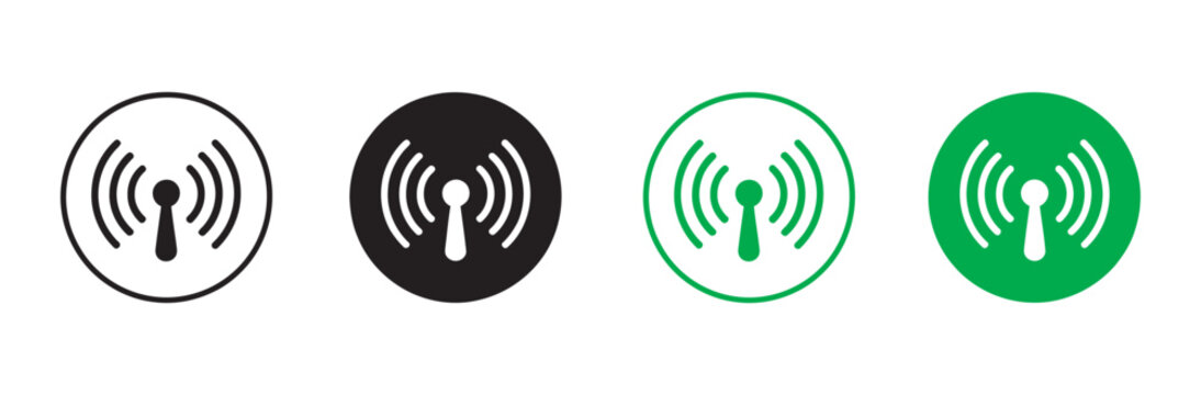 Hotspot buttons icon set, Wi Fi connection status mobile phone antenna symbol digital wireless network modem mode vector illustration set