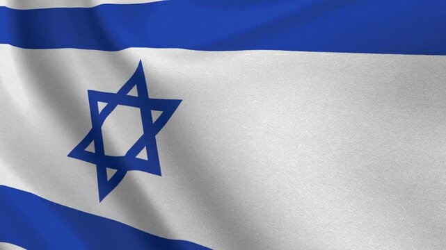 4 K UHD ISRAEL FLAG WAWE WHITE AND RIGHTLEFT