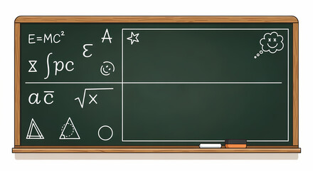 Fototapeta premium A green chalkboard with mathematical equations and symbols written on it Teacher Appreciation week Background