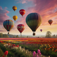 Fototapeta premium Spring Festival with Hot Air Balloons in England