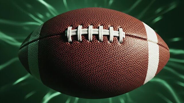 American Football Close-up - This close-up shot features an American football with its distinct brown leather texture and white laces.
