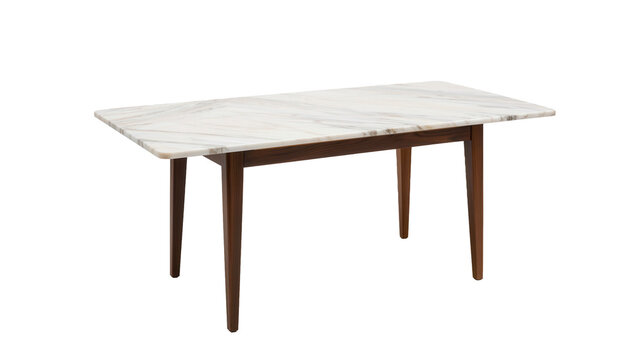 Retro Clean Studio Table with Marble Top and Wooden Legs