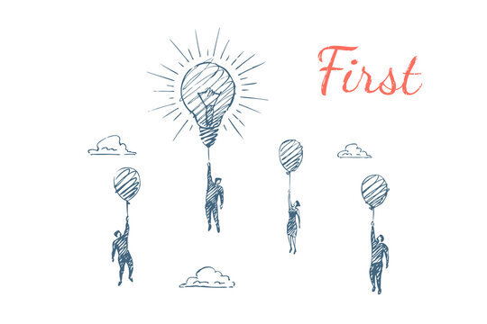 First - Bright idea balloon lifts people, striving to lead