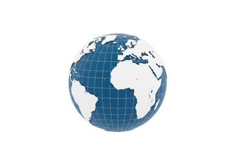 Fototapeta premium A blue and white map of the world on a globe