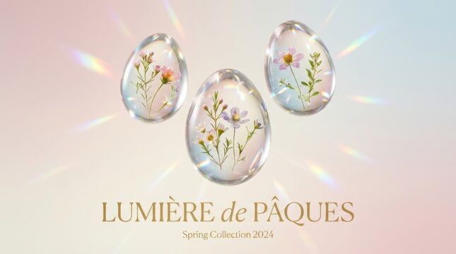 Lumi&egrave;re de P&acirc;ques Spring Collection 2024 Delicate Floral Easter Eggs with Ethereal Light Effects