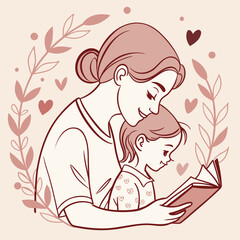 Mother and daughter sharing a heartwarming book.