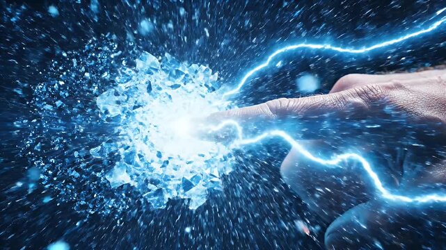 Electric Touch - This video shows a finger touching a point of bright blue energy, accompanied by sparks and lightning bolts.