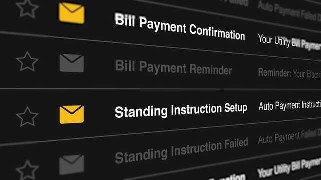 A video showcasing a bill payment confirmation on a computer screen with email notifications.