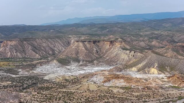 Desert in Spain (Sierra Nevada, Desierto de Tabernas). Aerial drone footage