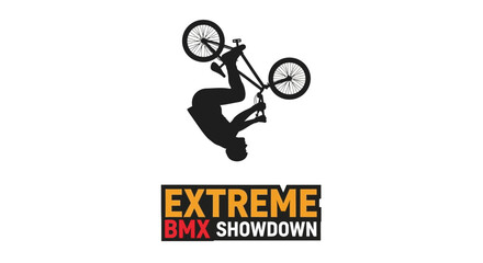 Naklejka premium Thrilling BMX Acrobatics Silhouette: Showdown of Extreme Bicycle Stunts and Tricks