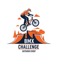 Naklejka premium Thrilling BMX Action: A Dynamic Illustration Showcasing Outdoor Cycling and Competition