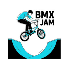 Naklejka premium Thrilling BMX Action: A Dynamic Illustration of Freestyle Cycling and High-Flying Stunts